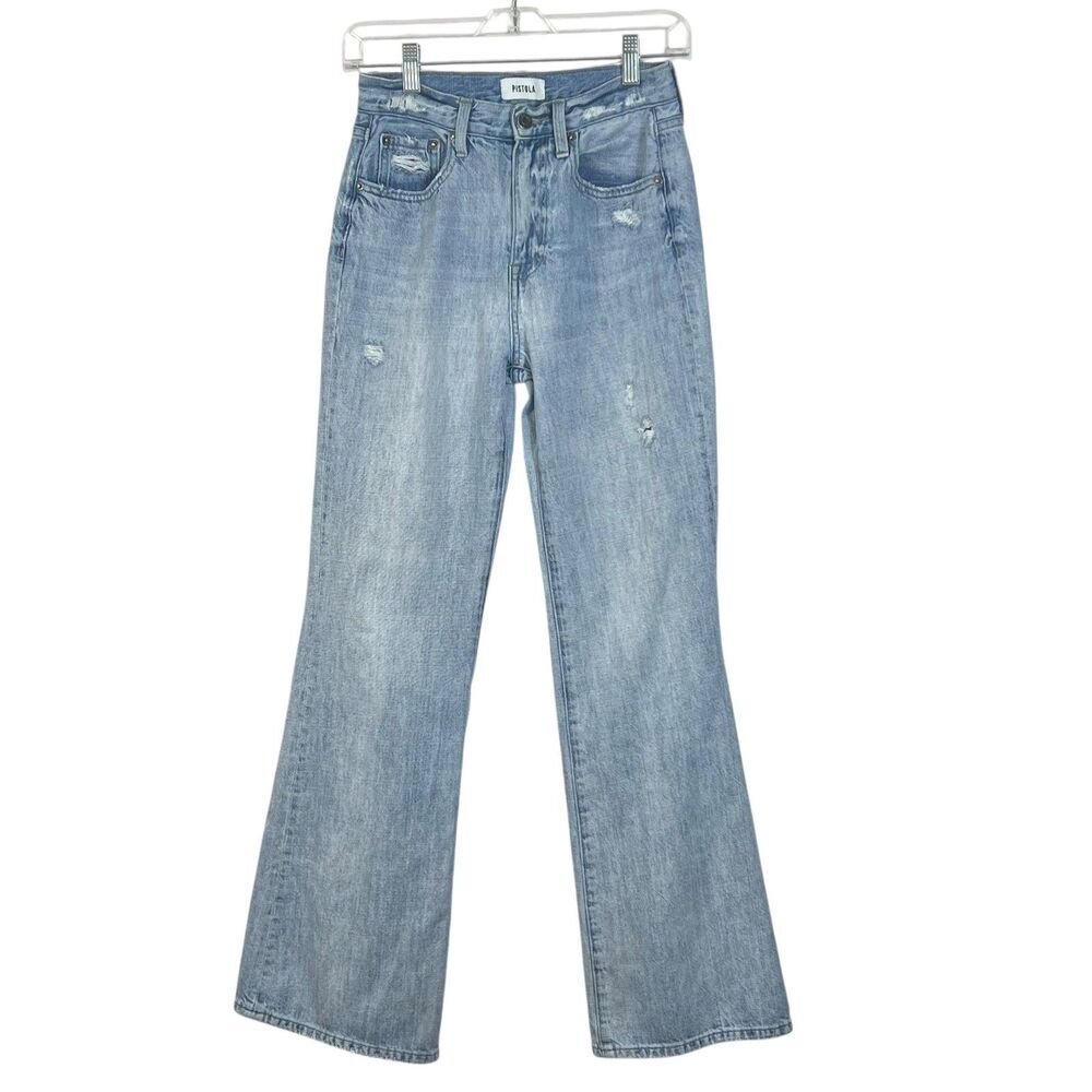 PISTOLA Women's Kee Rut Wide Leg‎ Jeans Light Wash Distressed Size 25